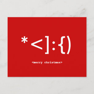 Carte postale de Noël du geek Père Noël Emoticon