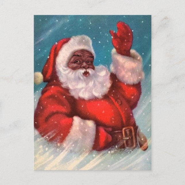 Carte postale de Noël du Père Noël noir (Devant)