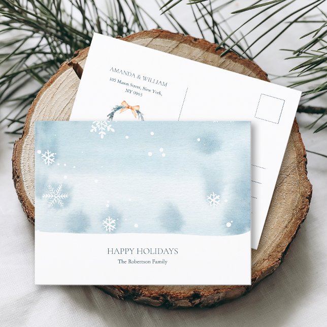 Carte postale de Noël Dusty Blue Snowflake (Créateur téléchargé)