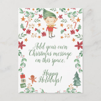 Carte postale de Noël Elf Boy
