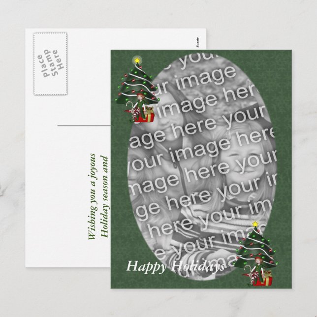 Carte postale de Noël Elf Fille mignonne (Devant / Derrière)