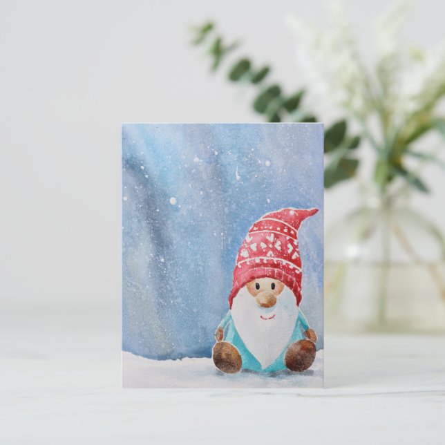 Carte postale de Noël Gnome mignonne | Vacances fa (Debout devant)