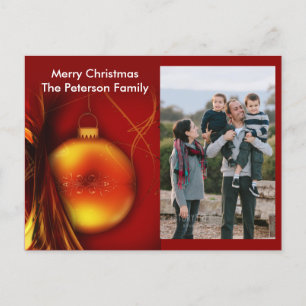 Carte postale de Noël Gold Bauble Red