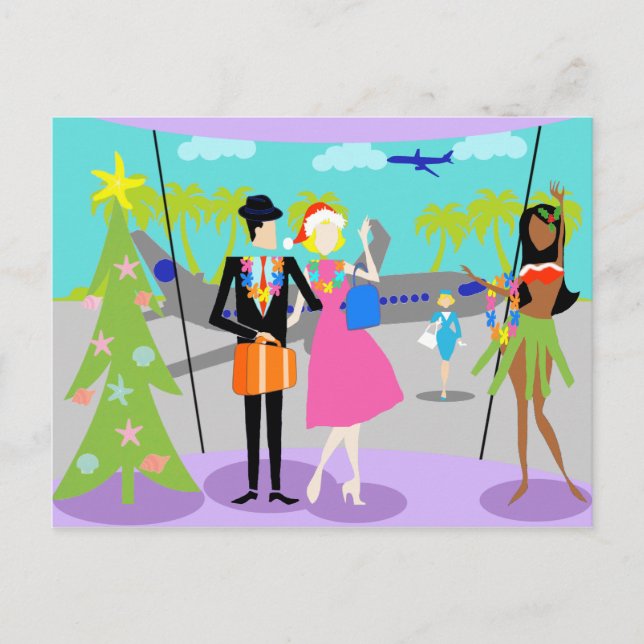 Carte postale de Noël hawaïenne rétro (Devant)