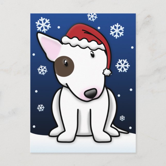 Carte postale de Noël Kawaii Bull Terrier (Devant)