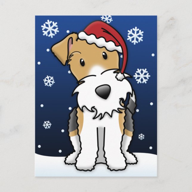 Carte postale de Noël Kawaii Wire Fox Terrier (Devant)