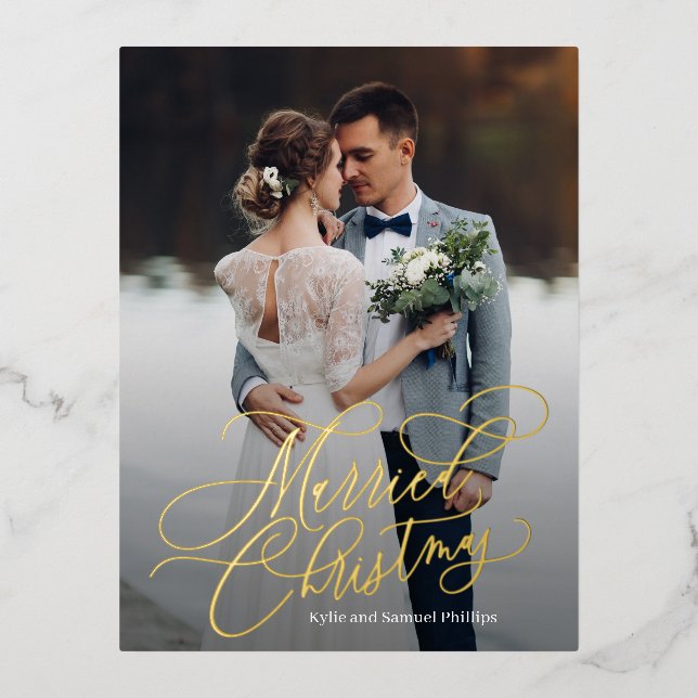 Carte postale de Noël mariée Foil pour les vacance (Recto)