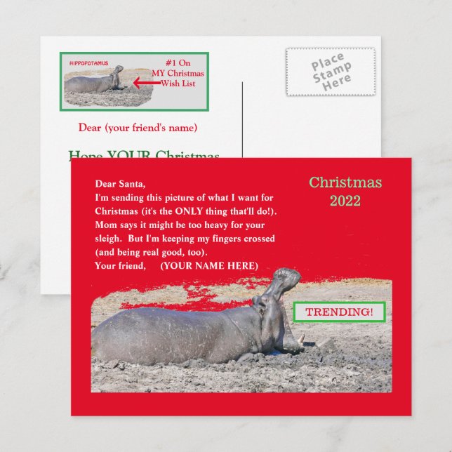 CARTE POSTALE DE NOËL MIEUX QUE JE VEUX POUR NOËL (Devant / Derrière)