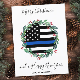 Carte postale de Noël Mince Ligne Bleue Budget Pol