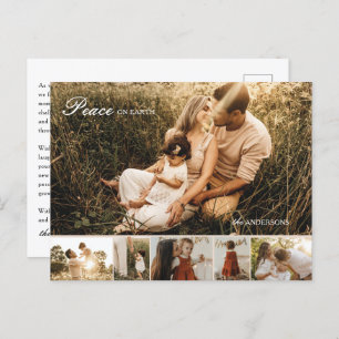 Carte postale de Noël multi-photo Peace on Earth