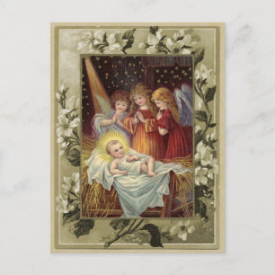 Carte postale de Noël Nativité Vintage Reproductio
