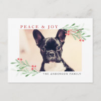 Carte postale de Noël Paix et Joie