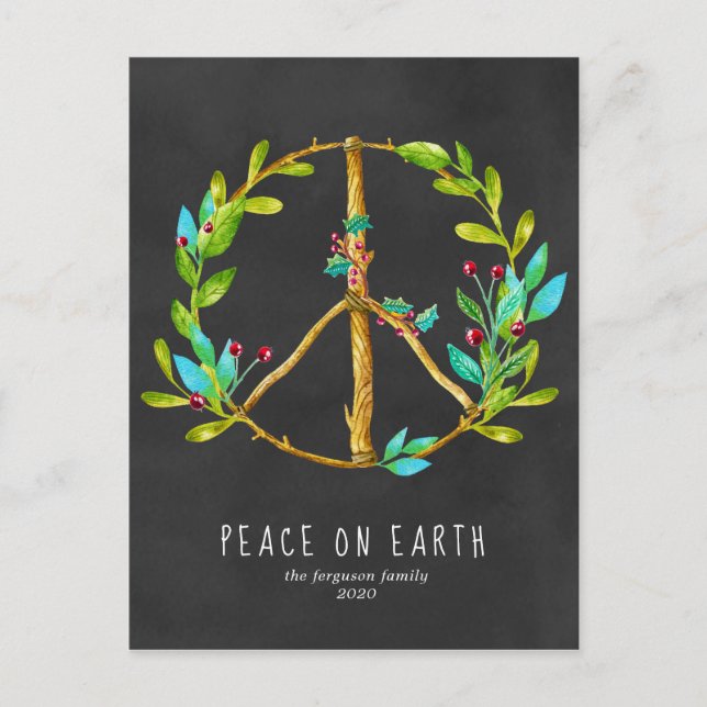 Carte postale de Noël | Paix sur Terre (Devant)