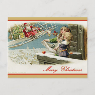 Carte postale de Noël Père Noël vintage : Vacances