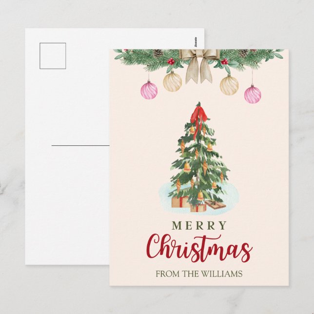 Carte postale de Noël personnalisée (Devant / Derrière)