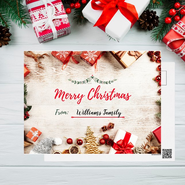 Carte postale de Noël personnalisée avec cadeaux (Créateur téléchargé)