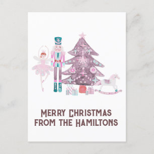 Carte postale de Noël personnalisée Pink Nutcracke