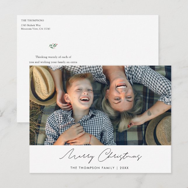 Carte postale de Noël personnalisée simple et mode (Devant / Derrière)