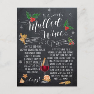 carte postale de noël plateau à vin chaud