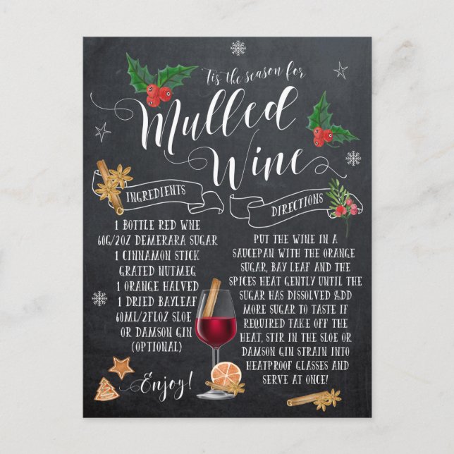carte postale de noël plateau à vin chaud (Devant)