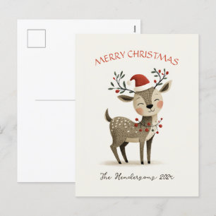 Carte postale de Noël rétro à Reindeer
