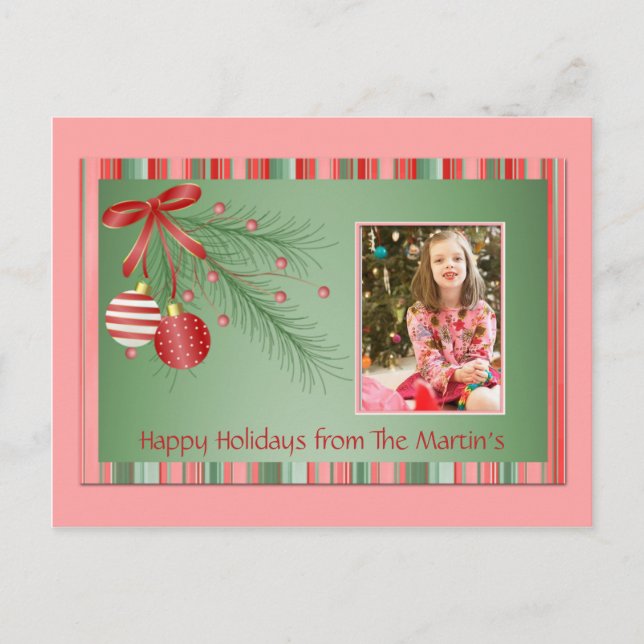 Carte postale de Noël rose et vert (Devant)