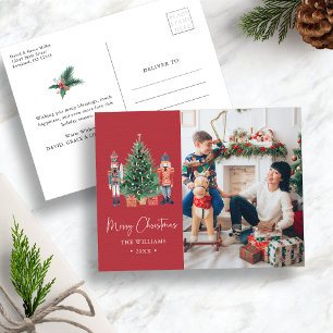 Carte postale de Noël rouge
