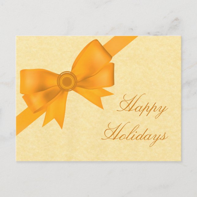 Carte postale de Noël Satin Ribbon & Bow, Jaune (Devant)