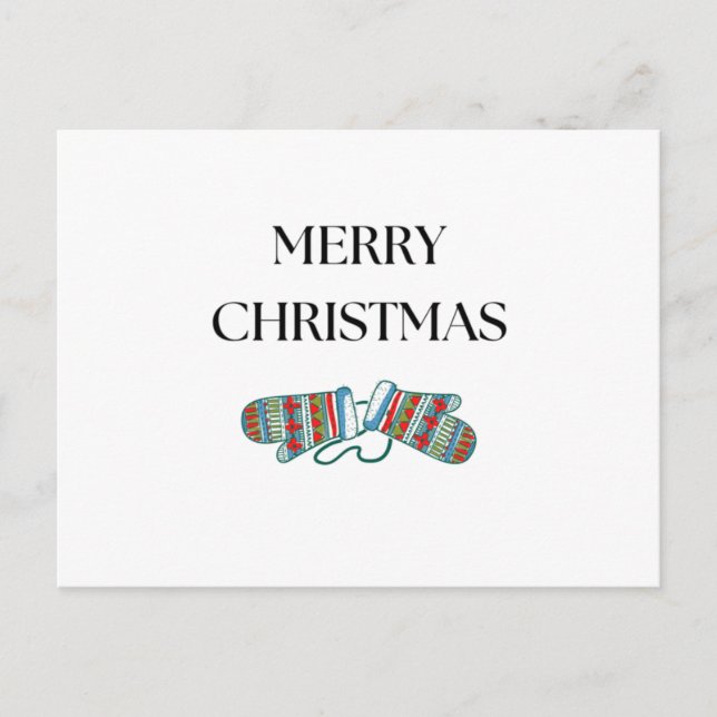 Carte postale de Noël simple et confortable Mitten (Devant)