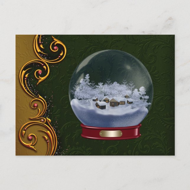 Carte postale de Noël Snowglobe personnalisée (Devant)
