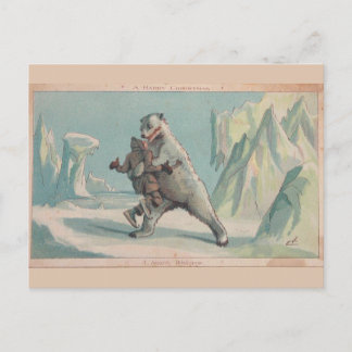 Carte postale de Noël victorienne de l'Ours polair