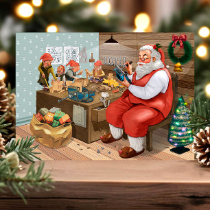 Carte postale de Noël vintage Atelier du Père Noël