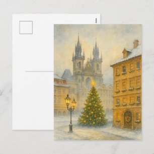 Carte postale de Noël vintage de Prague • Vieille
