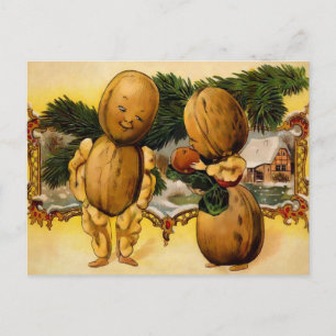 Carte postale de Noël vintage famille de noix