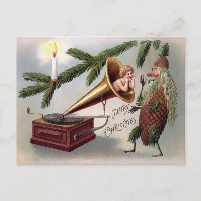 Carte postale de Noël vintage Pinecone (Devant)