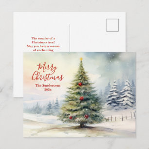Carte postale de Noël vintage représentant un pin