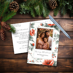 Carte postale de Noël Vintage rose avec photo