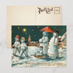 Carte postale de Noël vintage Snowman