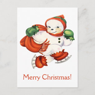 Carte postale de Noël vintage Snowman