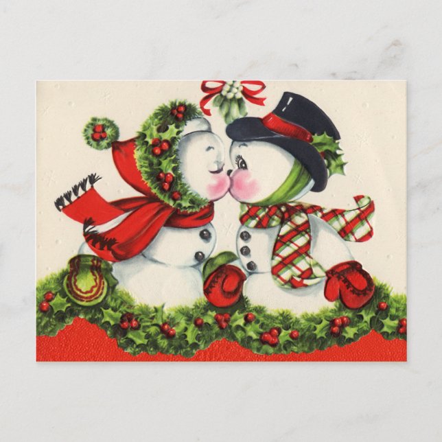 Carte postale de Noël vintage Snowman (Devant)
