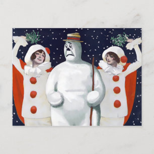 Carte postale de Noël vintage Snowman