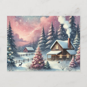 Carte postale de Noël vintage Watercolor