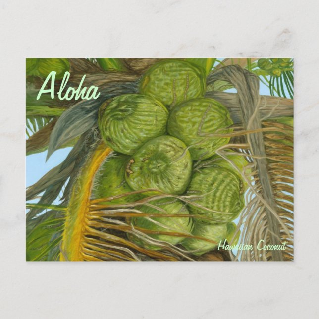 Carte postale de noix de coco verte hawaïenne (Devant)