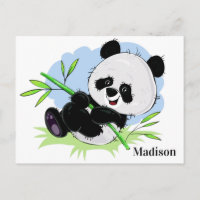 Carte postale de nom personnalisé Cute Panda