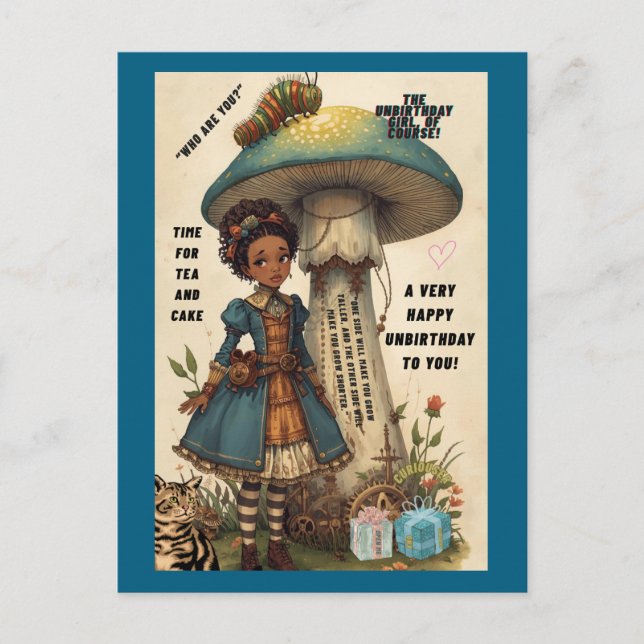 Carte postale de non-anniversaire d'Alice et de la (Devant)