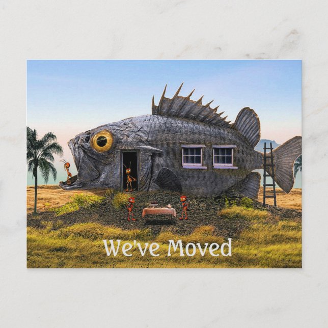 Carte postale de nouvelle adresse avec poisson et  (Devant)