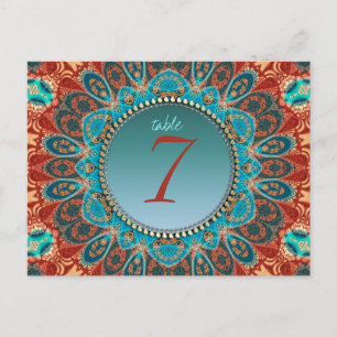 Carte postale de numéro de table mandala de la ter