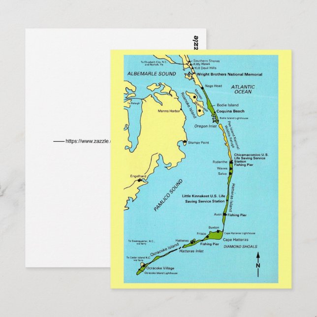 Carte postale de Outer Banks (Devant / Derrière)