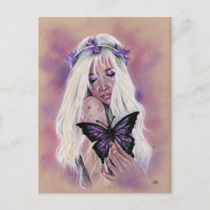 Carte postale de papillon pourpre triste