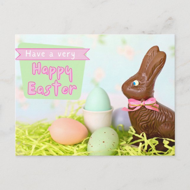 Carte postale de Pâques au chocolat Bunny (Devant)